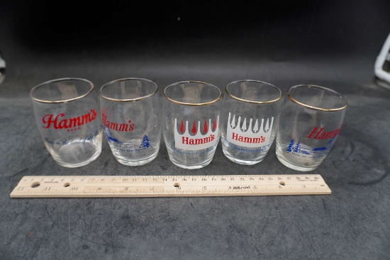5 Hamm'S Beer Glasses