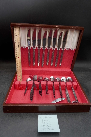 Nasco Silverware In Wooden Case (Description Of What Is Included In Pictures)