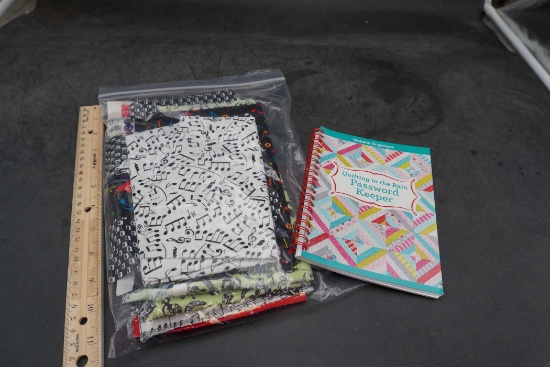 "Quilting In The Rain Password Keeper" Book & Musical Fabric
