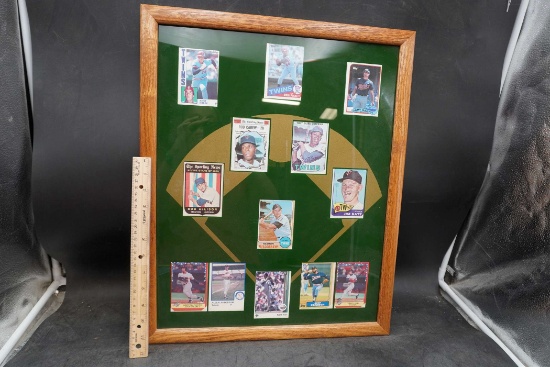 Framed Baseball Field & Cards Picture
