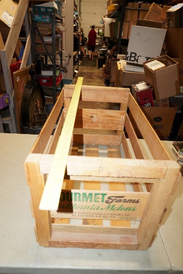 Gourmet Farms California Melons Wooden Crate Basket