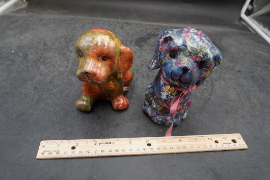Floral Dog Figurines (2)