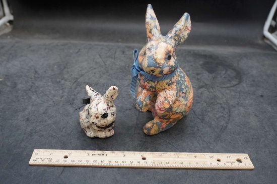 Floral Rabbit Figurines (2)