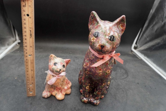 Floral Cat Figurines (2)