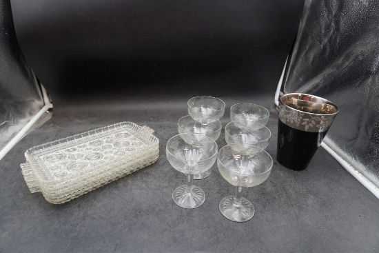 Glass Trays, Stemmed Glasses & Container