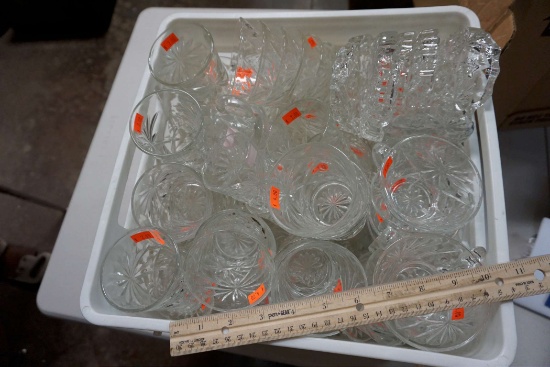 White Plastic Crate W/ Glassware