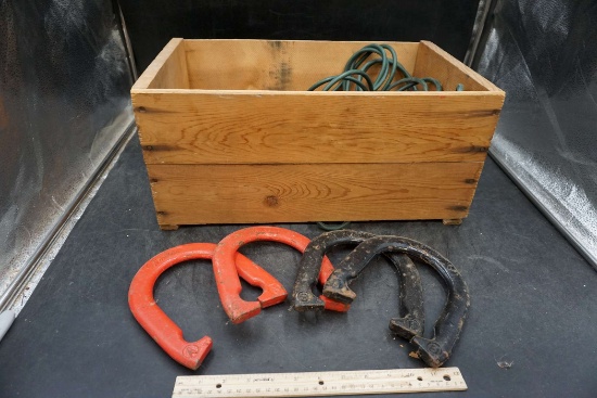 Congdon Wooden Box W/ Franklin Horseshoes & Extension Cords