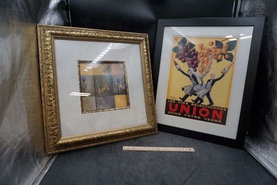 Framed Floral Picture & Union Wine Picture