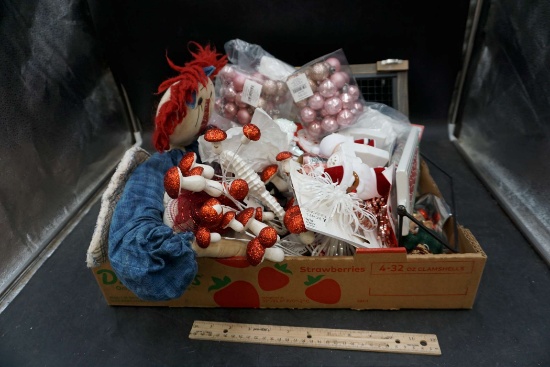 Ornaments, Raggedy Ann Doll, Tree Decorations, Sign, Wooden Shelf & Gift Tags