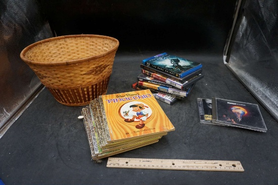 Basket W/ Children'S Books, Dvds & Cds
