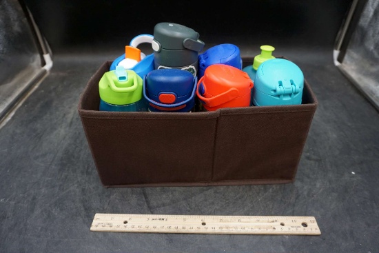 Brown Bin W/ Children'S Cups