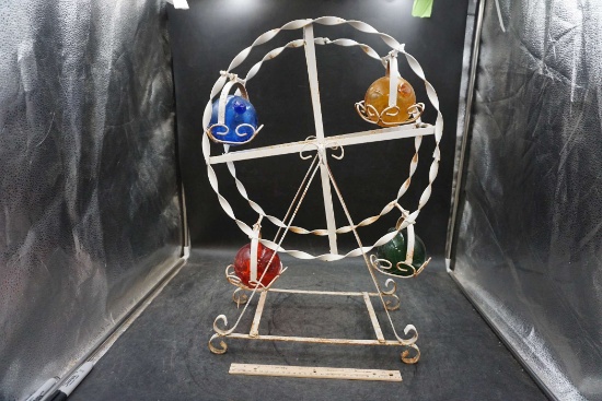 Metal Ferris Wheel W/ Colorful Glass Orbs
