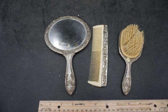 Handheld Mirror, Comb & Brush