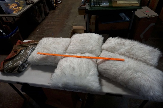 Furry Pillows & Shower Curtain (W/ Liner & Rings)