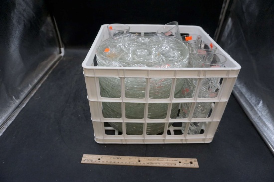 White Crate W/ Glass Plates & Cups