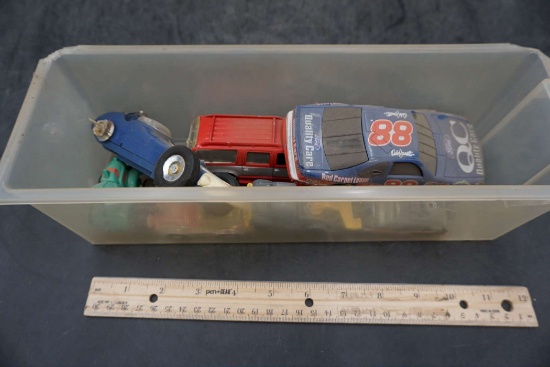 Plastic Container W/ Toy Vehicles