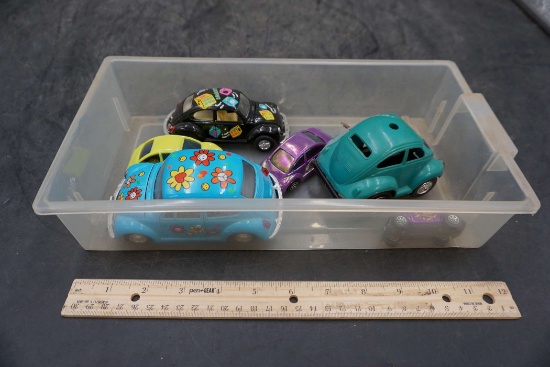 Plastic Container W/ Toy Beetles (Slug Bugs)