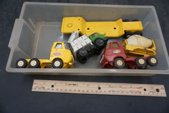 Plastic Container W/ Tonka Toy Vehicles