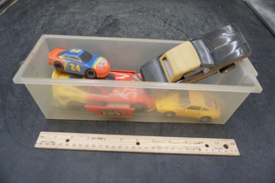 Plastic Container W/ Toy Vehicles