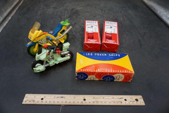 Poker Chips & Toy Motorcycles
