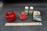 Flower Shakers, Apple, Rose Teapot & Windmill Coin Pouch