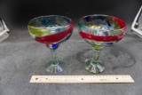 2 - Colorful Swirl Margarita Glasses
