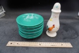 Green Colored Bowls & Salt Shaker