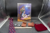 M.N. Twins Tie, Glasses, Wallet, Joseph Mary & Baby Jesus Picture, Red Bag & Leather Case