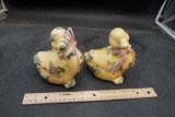 Floral Yellow Duck Figurines (2)