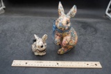 Floral Rabbit Figurines (2)