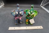 Leaf/Flower Elephant Figurines (2)
