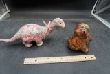 Floral Dinosaur (1) & Floral Seal Figurine (1)