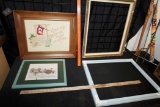 2 Picture Frames, 2 Needlework Pictures