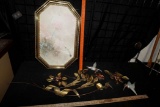 Metal Wall Art, Hummingbirds & Framed Floral Picture