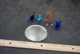Mirror & 4 Glass Elephants