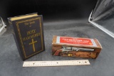 Avon Colt After Shave Decanter & The Book Of Holy Hammered Flask & Shot Glasses Set
