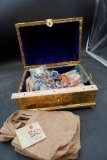 Trinket Box W/ Mini Jute Bags, Lighters, Watches, Bone & Antler Necklace?