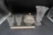 Glasses, Glass Candy Dish & Block Crystal Vase