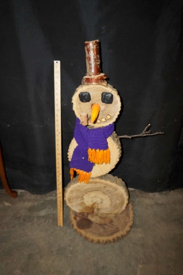 Wooden Log Snowman