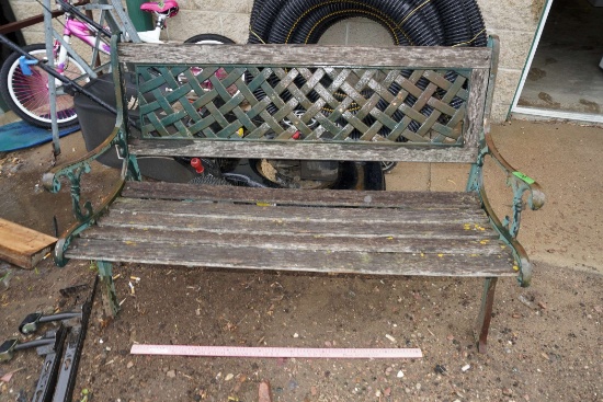 Metal Bench W/ Wooden Seat