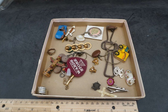 Keychain, Figurines, Jewelry, Tie Tacks, Can Openers, Toy Car, Cross