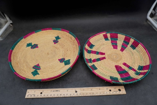 2 - Woven Round Decor (Pink & Blue)