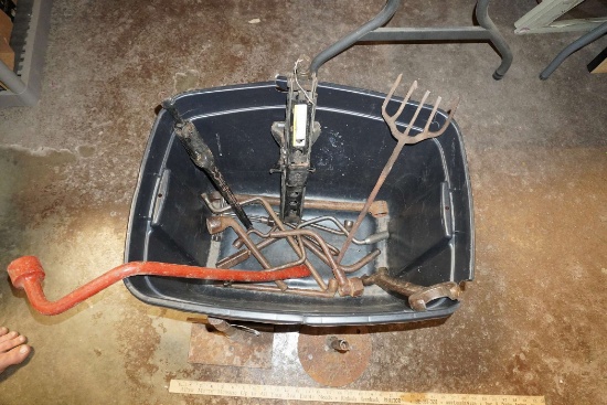 Tote W/ Tire Irons, Jacks, Tools & Wrench
