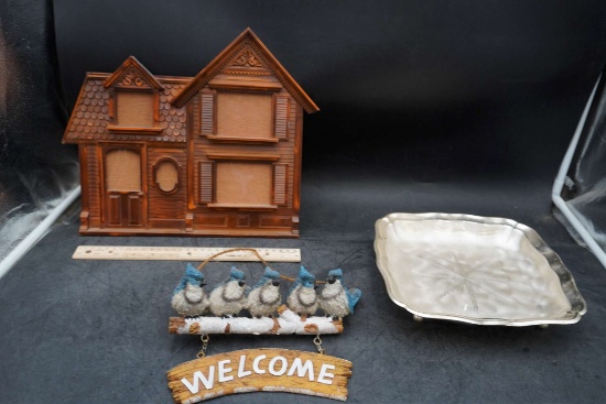House Picture Frame, Bluebird Welcome Sign & W.M.F.-Ikora Tray