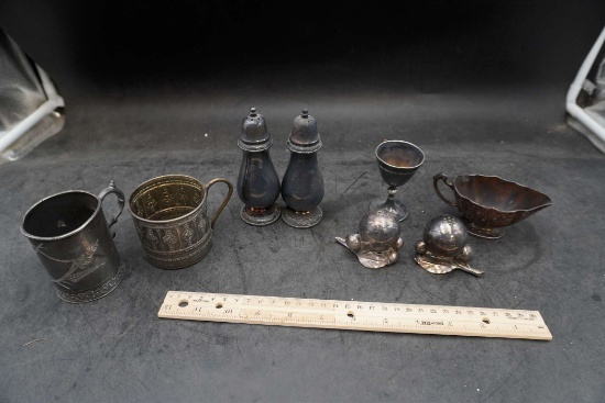 Silver Plated Serving Pieces - Shakers, Cup, Goblet & Creamer