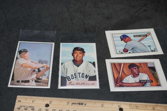 4 Baseball Cards - Mickey Mantle (2), Willie Mays (1) & Ted Williams (1)