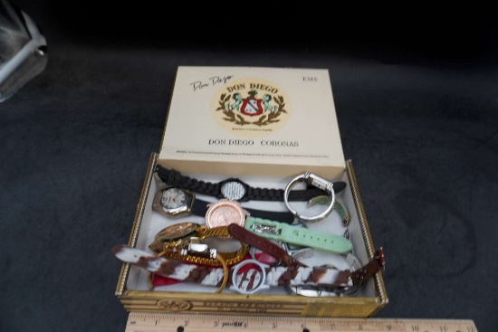 Don Diego Cigar Box W/ Watch Parts & Pieces