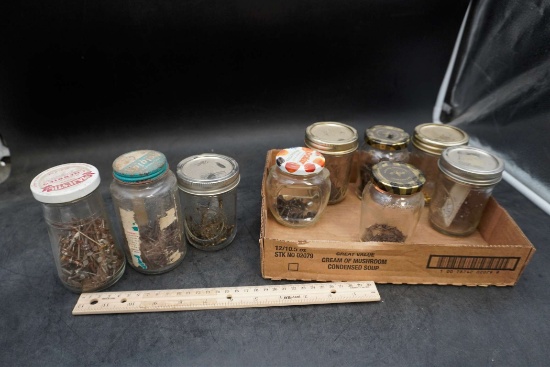 Glass Jars W/ Hardware (9)