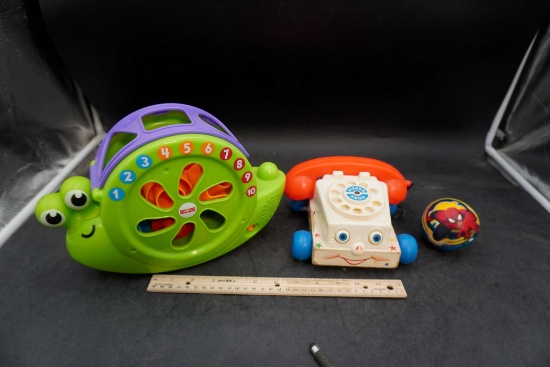 Fisher-Price Snail, Telephone Toy & Spider-Man Ball