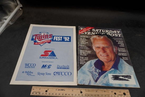 2 Magazines/Pamphlet -Sm.N. Twins Fest '92 & The Saturday Evening Post